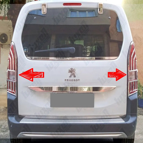 Fits Peugeot Rifter 2018-2022 Chrome Plated ABS Plastic Brake Lamp Tail Light Trim Cover 2 Pcs - Luxell Europe