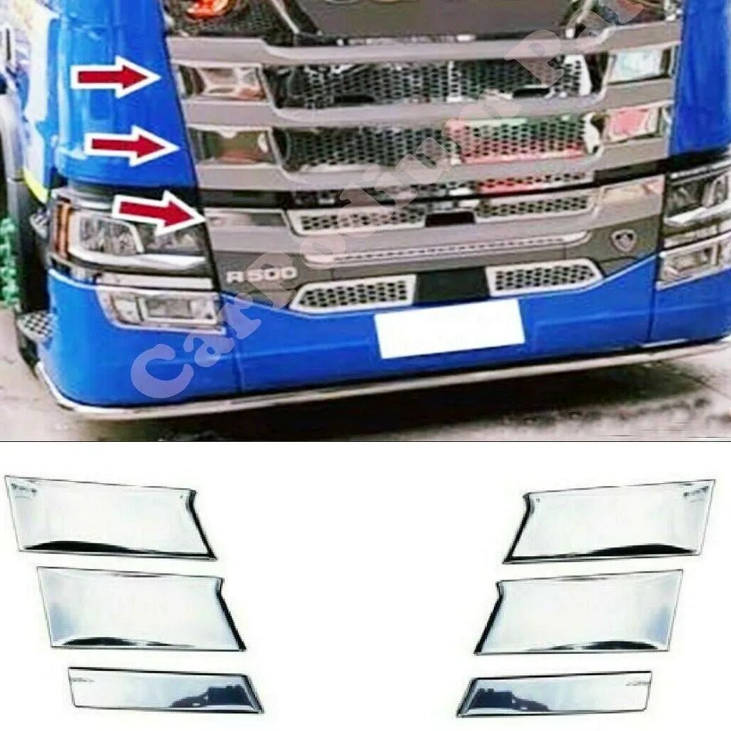 Fits Scania R Series 2017-2021 Chrome Front Grille Trim Streamer 6 Pcs - Luxell Europe