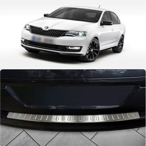 Fits Skoda Rapid 2014-2017 Chrome Rear Bumper Protector Scratch Guard - Luxell Europe