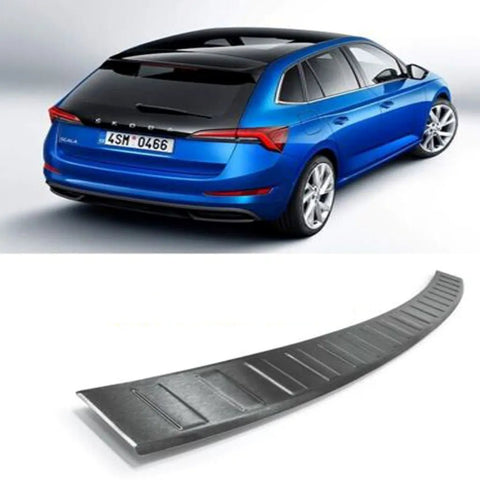 Fits Skoda Scala 2019-2021 DARK Chrome Rear Bumper Protector Scratch Guard - Luxell Europe