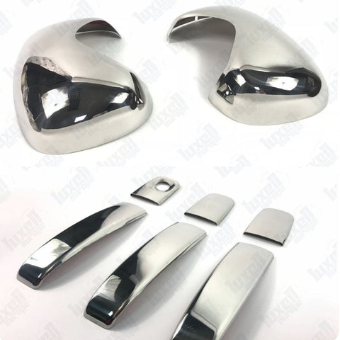 Fits Vauxhall Vivaro / Renault Trafic / Nissan Primastar 2001-2014 ABS Plastic Side View Wing Mirror Trim & Chrome Exterior Door Handle Cover Set 3 Pcs - Luxell Europe