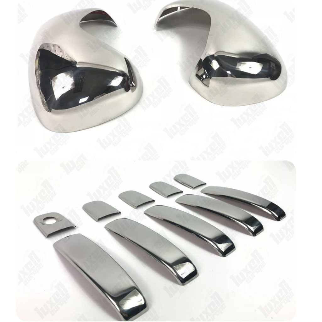 Fits Vauxhall Vivaro / Renault Trafic / Nissan Primastar 2001-2014 ABS Plastic Side View Wing Mirror Trim & Chrome Exterior Door Handle Cover SET - Luxell Europe