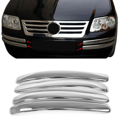 Fits VW Caddy MK3 2003-2009 Chrome Front Bumper Trim Strip Streamer 4 Pcs - Luxell Europe