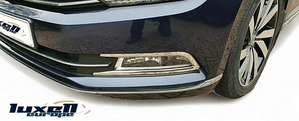 Fits VW Passat B8 2014-2017 Chrome Fog Light Lamp Cover Surrounds Trim 2 Pcs - Luxell Europe