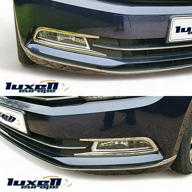 Fits VW Passat B8 2014-2017 Chrome Fog Light Lamp Cover Surrounds Trim 2 Pcs - Luxell Europe
