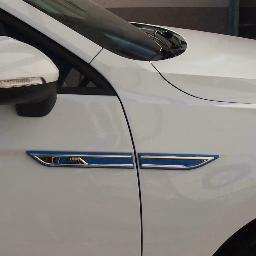 Fits VW Passat B8 R-Line Saloon 2014-2022 (Blue) Chrome Side Door Strips Streamer Trim 4 Pcs - Luxell Europe