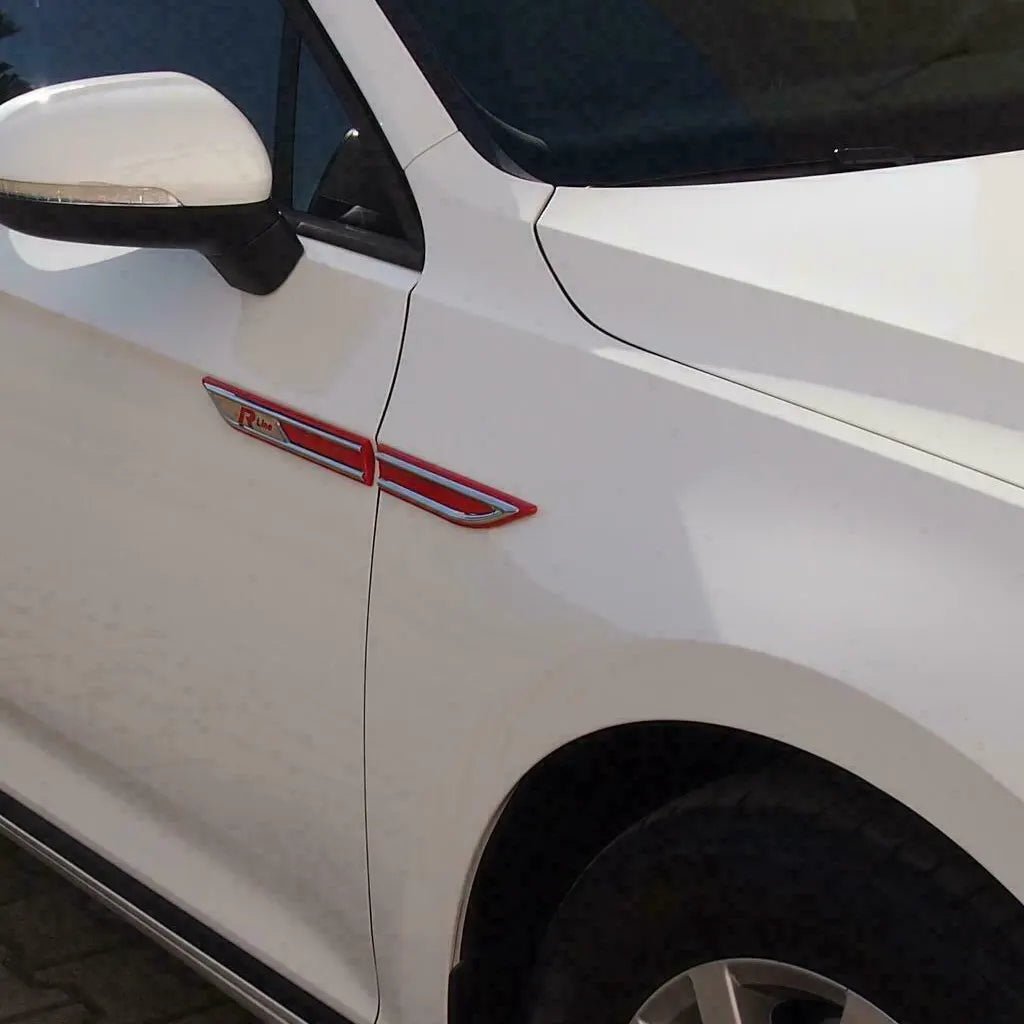 Fits VW Passat B8 R-Line Saloon 2014-2022 (Red) Chrome Side Door Strips Streamer Trim 4 Pcs - Luxell Europe