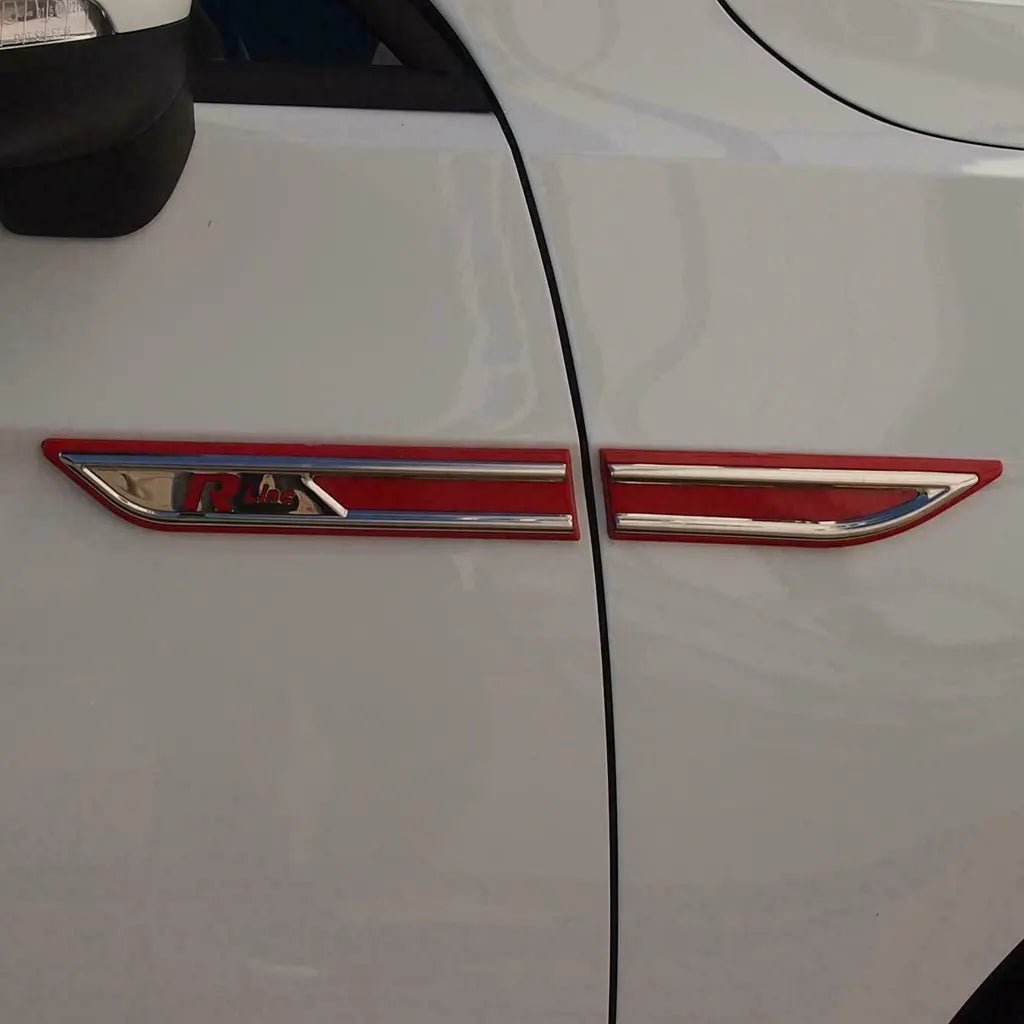 Fits VW Passat B8 R-Line Saloon 2014-2022 (Red) Chrome Side Door Strips Streamer Trim 4 Pcs - Luxell Europe