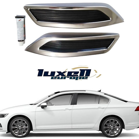 Fits VW Passat B8.5 Saloon 2018-2022 Chrome Exhaust Deflector Frame Trim 4 Pcs - Luxell Europe
