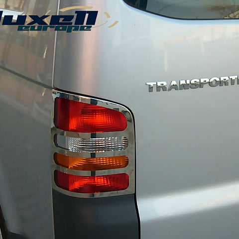 Fits VW T5 Transporter / Caravelle 2003-2015 (TWIN TAILGATE) Chrome Plated Brake Lamp Tail Light Trim Cover 2 Pcs - Luxell Europe