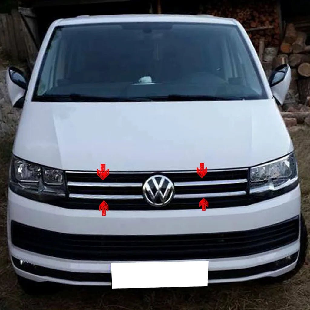 Fits VW T6 Transporter TRENDLINE 2015-2019 Chrome Front Grille Trim Streamer 4 Pcs - Luxell Europe