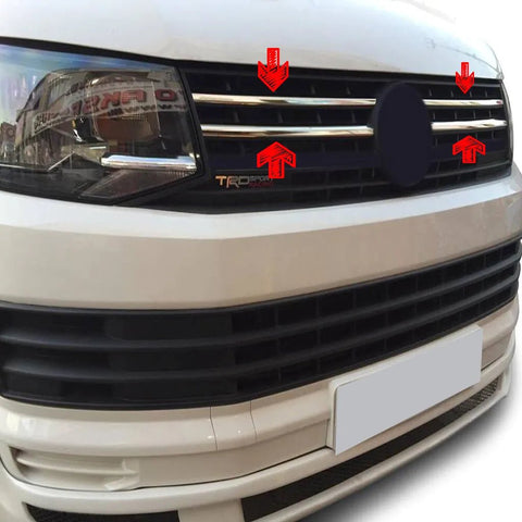 Fits VW T6 Transporter TRENDLINE 2015-2019 Chrome Front Grille Trim Streamer 4 Pcs - Luxell Europe