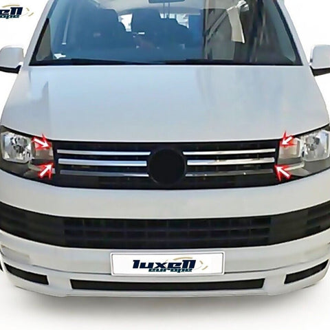 Fits VW T6 Transporter TRENDLINE 2015-2019 Chrome Front Grille Trim Streamer 4 Pcs - Luxell Europe