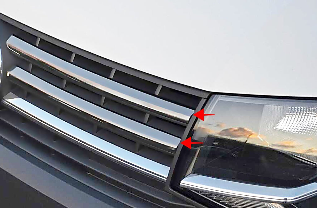 Fits VW T6 Transporter TRENDLINE 2015-2019 Chrome Front Grille Trim Streamer 4 Pcs - Luxell Europe