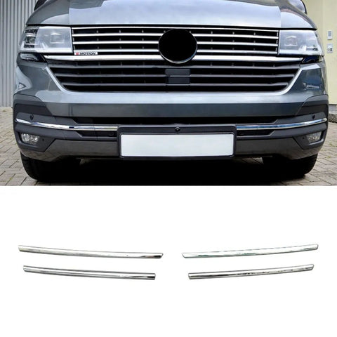 Fits VW T6.1 Transporter 2019-2021 Chrome Front Grille Trim Streamer 4 Pcs - Luxell Europe