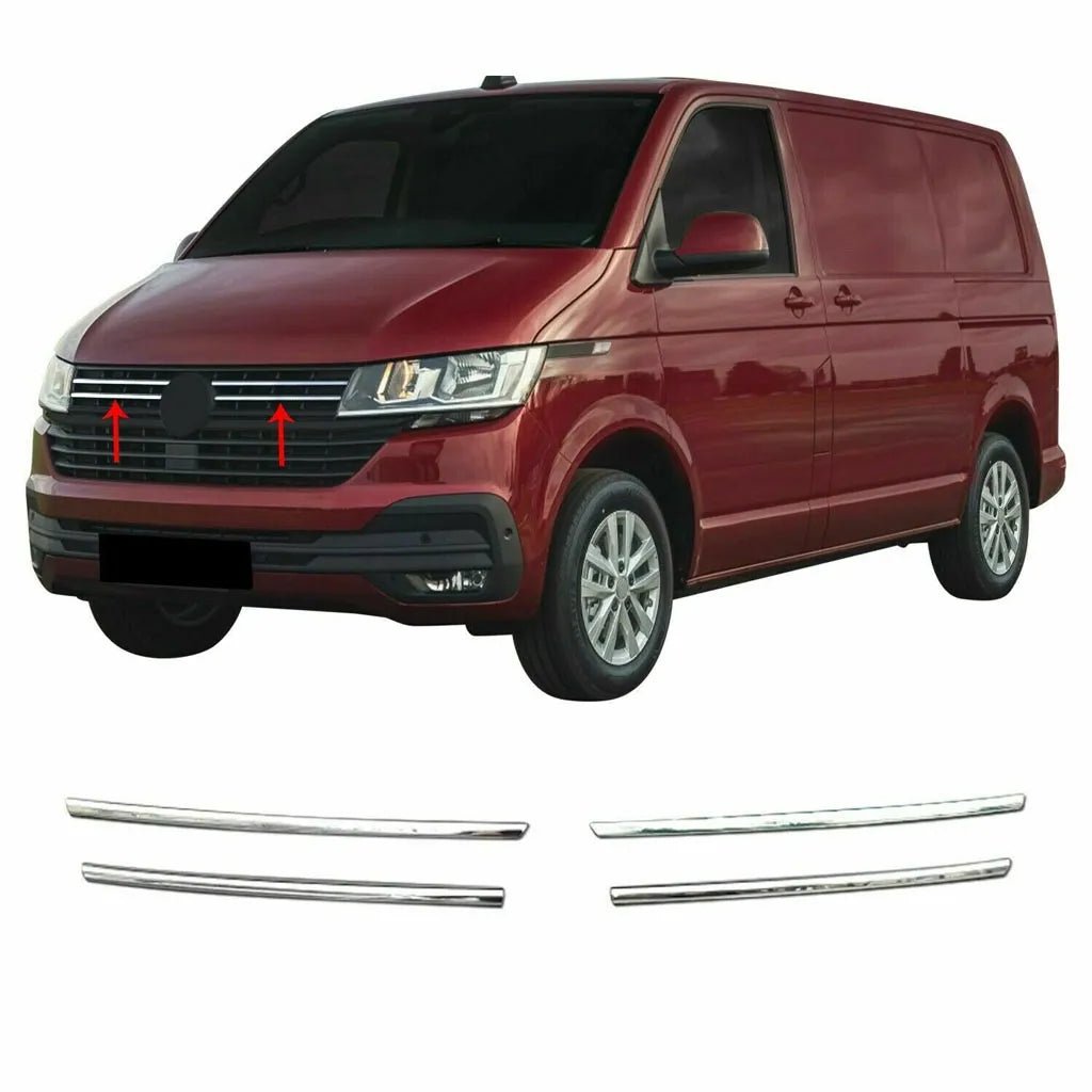 Fits VW T6.1 Transporter 2019-2021 Chrome Front Grille Trim Streamer 4 Pcs - Luxell Europe