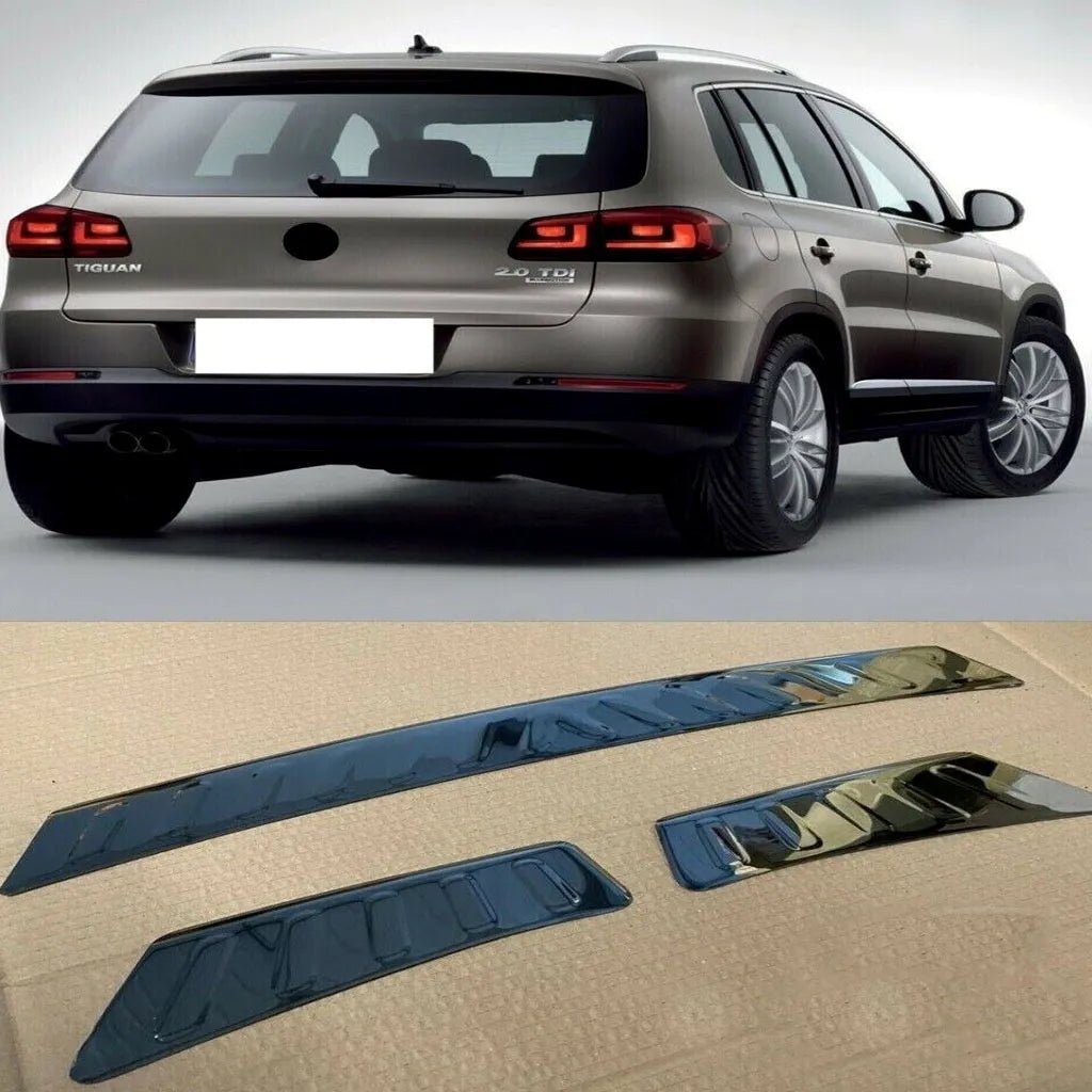 Fits VW Tiguan 2007-2015 DARK Chrome Rear Bumper Protector Scratch Guard 3 Pcs - Luxell Europe