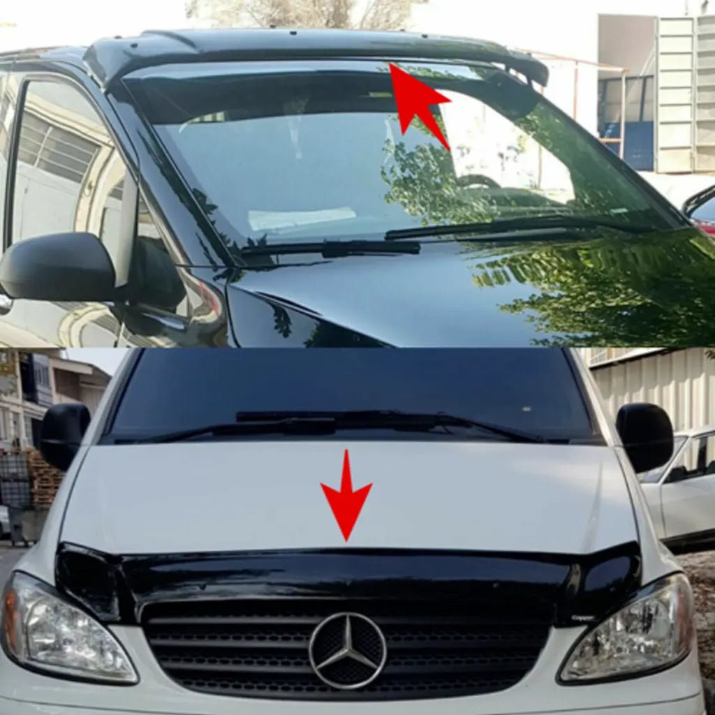 Mercedes Benz Vito W639 2003-2014 Sun Visor And Bug Guard Solid Black Acrylic - Luxell Europe