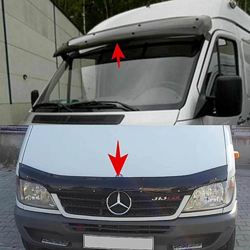Mercedes Sprinter W901-903 1998-2006 Sun Visor And Bug Guard Solid Black Acrylic - Luxell Europe