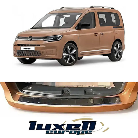 Premium Dark Stainless Steel Rear Bumper Protector - Scratch Guard for Caddy MK5 2019-2021 - Luxell Europe