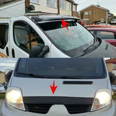 Sun Visor And Bug Guard Solid Black Acrylic 2001-2013 Trafic/Vivaro - Luxell Europe