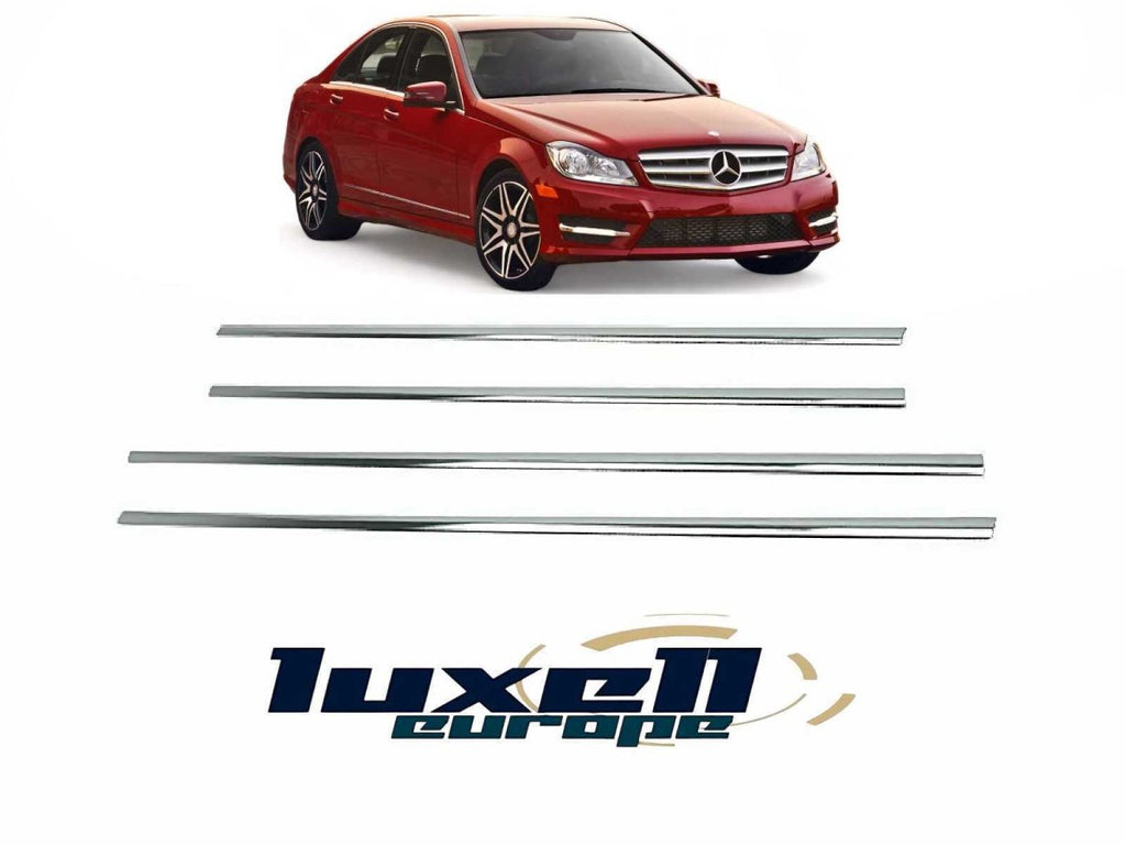 Upgrade Your Style Chrome Window Frame Sill Trim Strips for Mercedes C Class Saloon 2007-2014 - Set of 4 - Luxell Europe