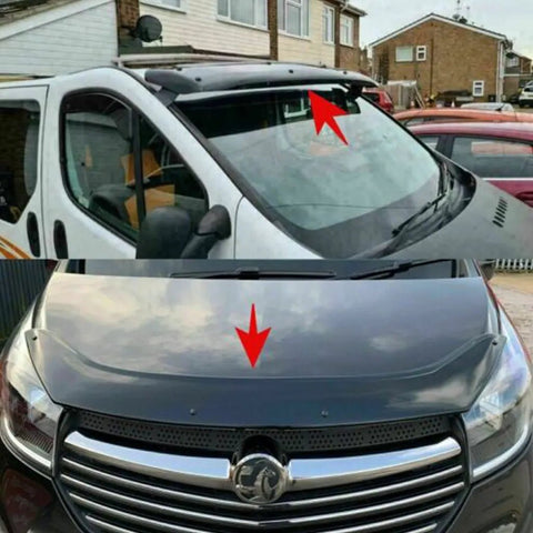 Vauxhall Opel Vivaro 2014-2018 Sun Visor And Bug Guard Solid Black Acrylic - Luxell Europe