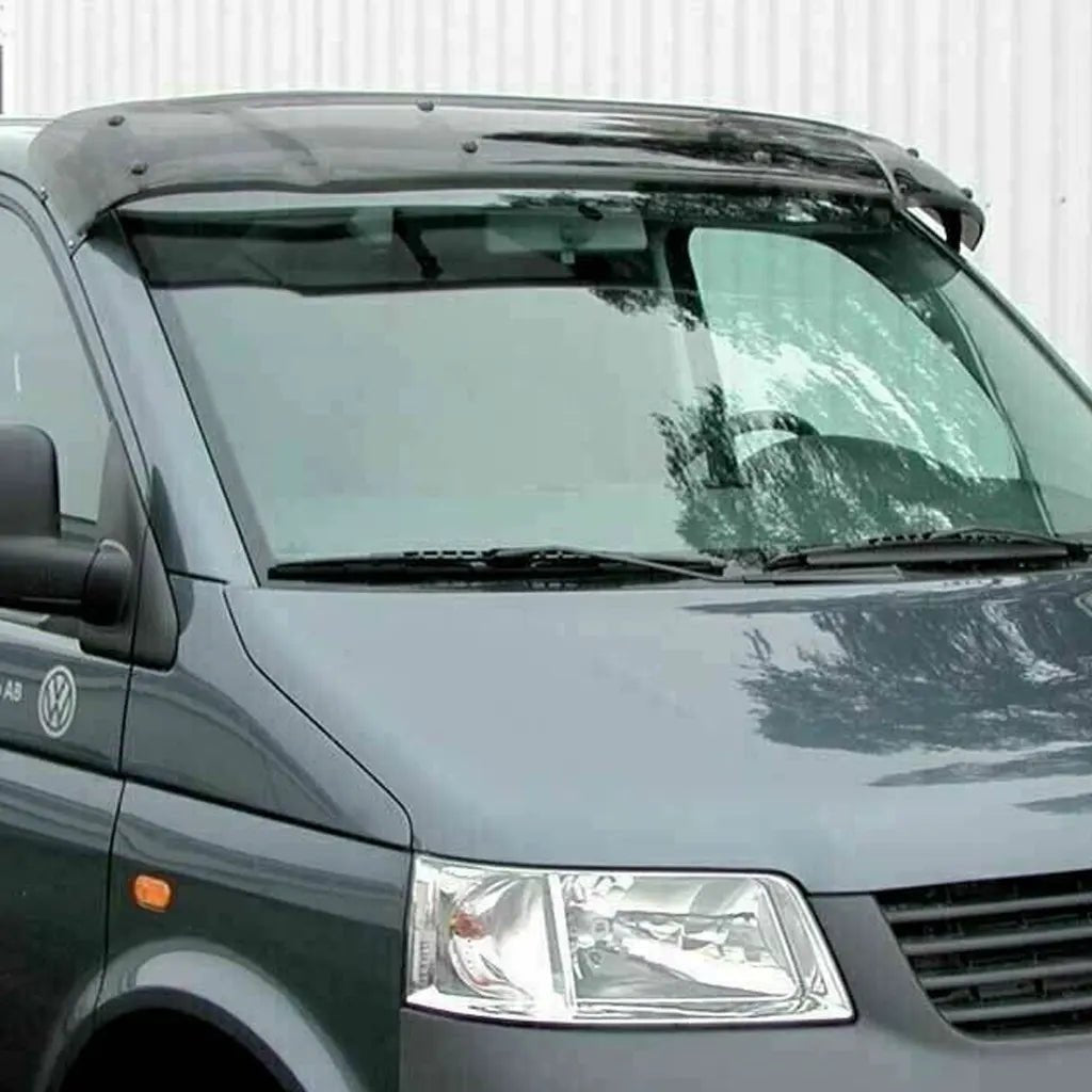 Vw T5 Transporter 2003-2009 Sun Visor And Bug Guard Solid Black Acrylic - Luxell Europe