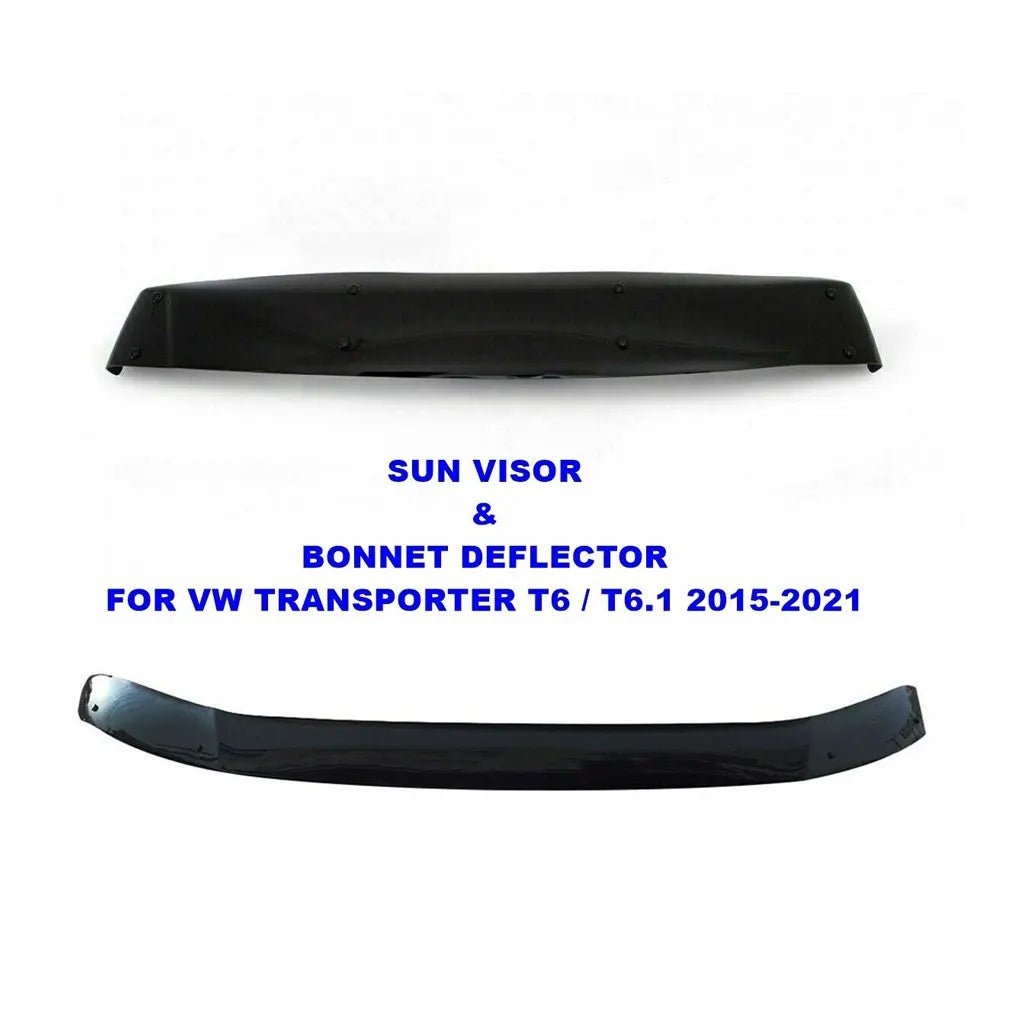 Vw T6/T6.1 Transporter 2015-2022 Sun Visor And Bug Guard Solid Black Acrylic - Luxell Europe